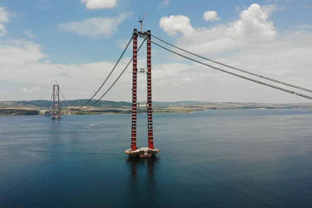 1915 Çanakkale Köprüsü'nün askı halat montajı başladı