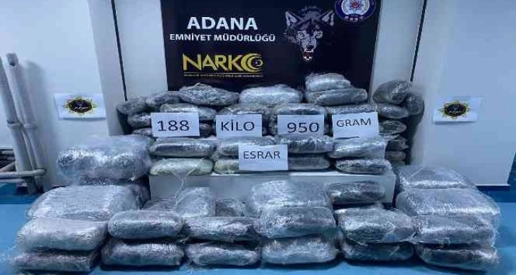 Adana’da 188 kilo esrar ele geçirildi