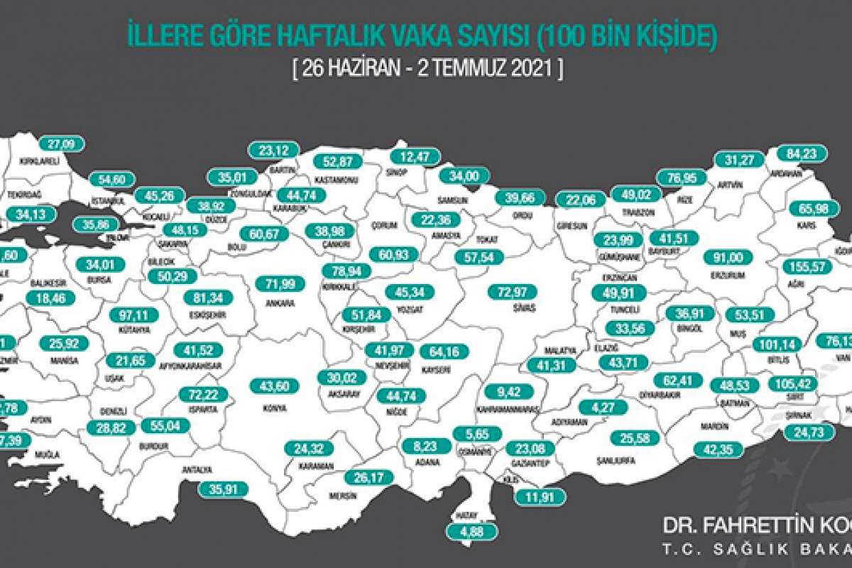 Antalya'da 100 bin kişide görülen vaka sayısında artış