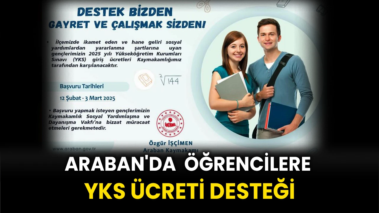 Araban'da ihtiyaç sahibi öğrencilere YKS ücreti desteği