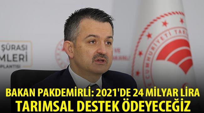  Bakan Pakdemirli: 2021'de 24 milyar lira  tarımsal destek ödeyeceğiz