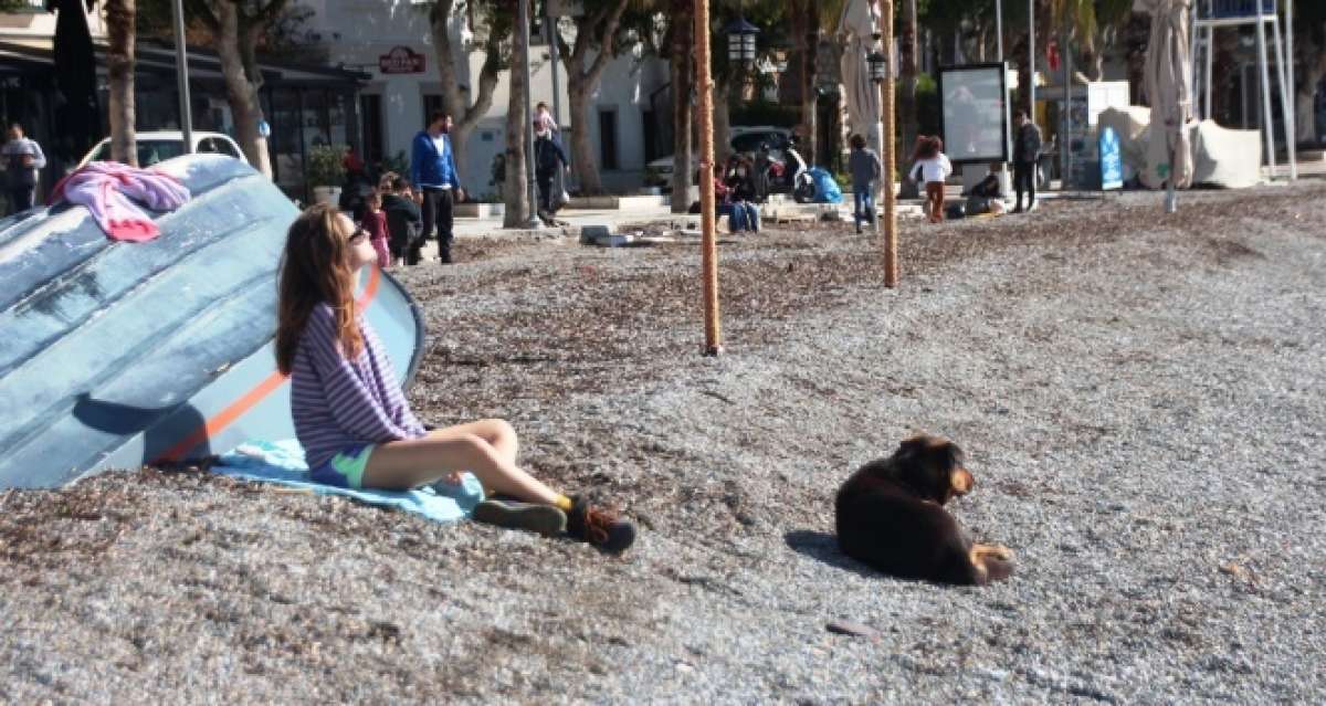 Bodrum'da kısıtlamaya rağmen denize girdiler, balık tuttular