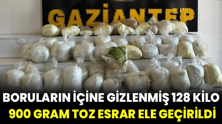 Boruların içine gizlenmiş 128 kilo 900 gram toz esrar ele geçirildi