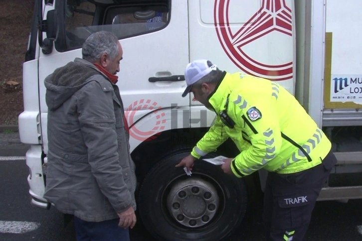 Çamlıca Gişeleri'nde zorunlu kış lastiği denetimi