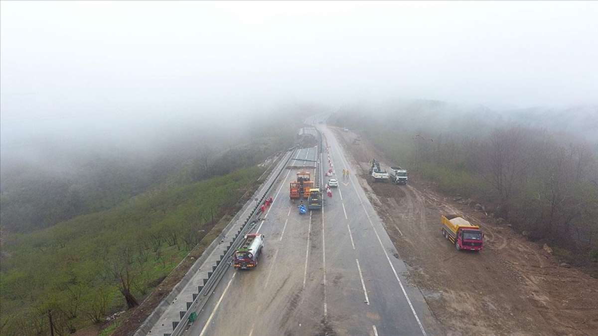 Çöken Batı Karadeniz bağlantı yolunda alternatif yol çalışması drone ile görüntülendi