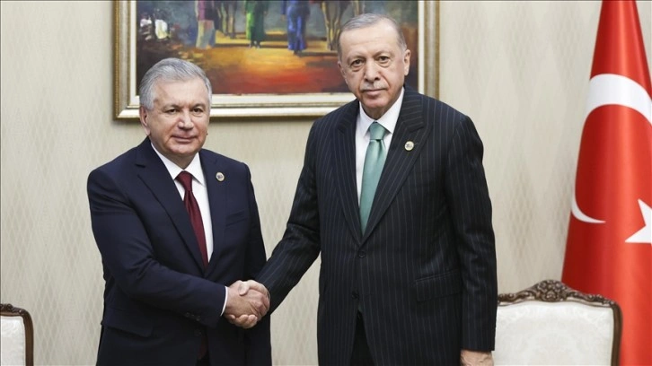 Cumhurbaşkanı Erdoğan, Özbekistan Cumhurbaşkanı Mirziyoyev ile bir araya geldi