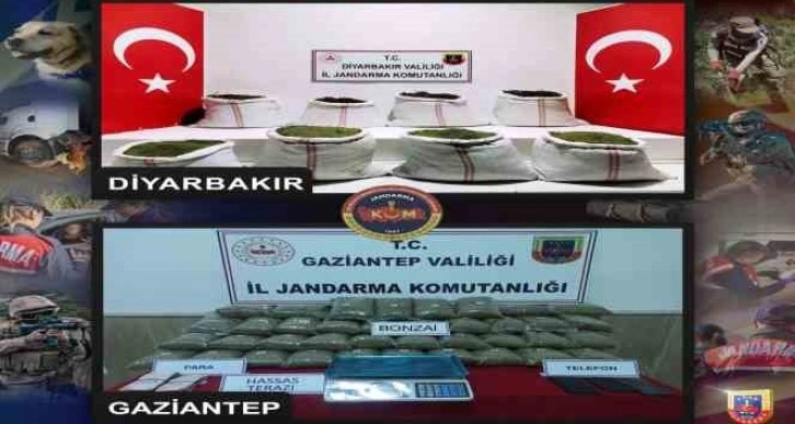 Diyarbakır ve Gaziantep’te toplam 278 kilo uyuşturucu ele geçirildi