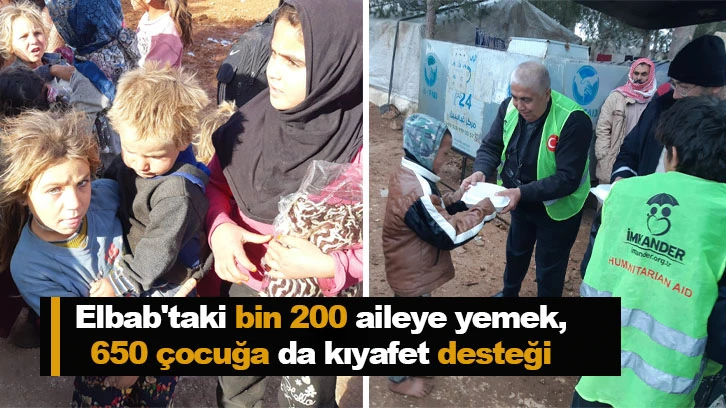 Elbab'taki bin 200 aileye yemek, 650 çocuğa da kıyafet desteği