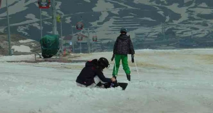 Erciyes’te kayak heyecanı sürüyor