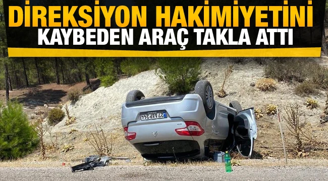 Direksiyon Hakimiyetini Kaybeden araç Takla Attı