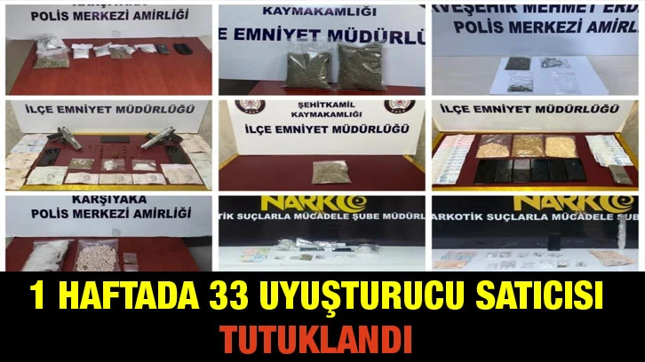 Gaziantep’te 1 haftada 33 uyuşturucu satıcısı tutuklandı