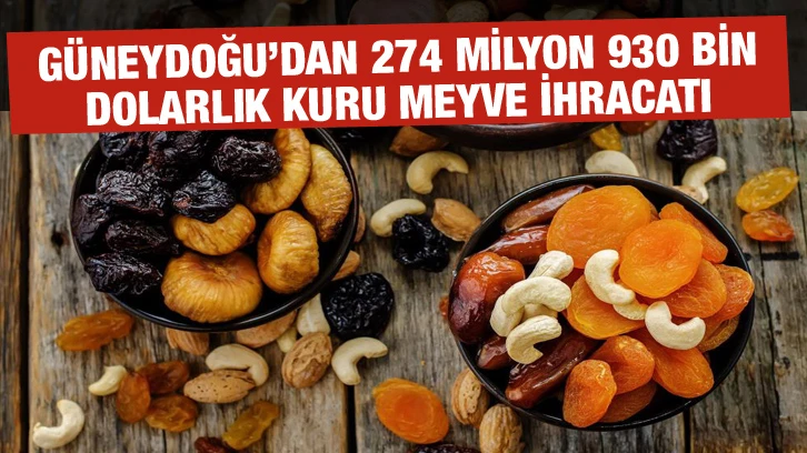 Güneydoğu’dan 274 milyon 930 bin dolarlık kuru meyve ihracatı