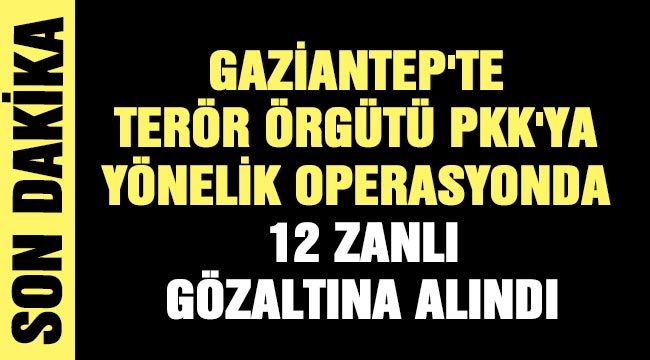  Gaziantep'te terör örgütü PKK'ya yönelik operasyonda 12 zanlı gözaltına alındı 