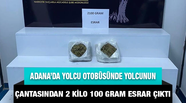 Yolcu otobüsünde yolcunun çantasından 2 kilo 100 gram esrar çıktı