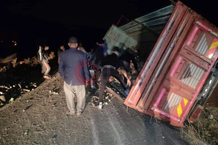 Gercüş’te odun yüklü kamyonet devrildi