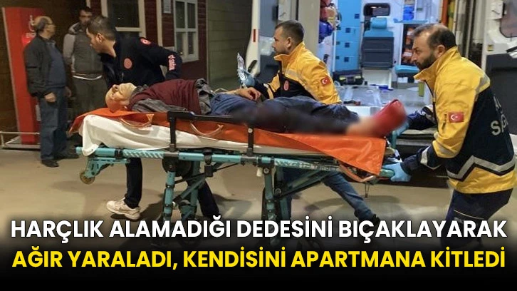 Harçlık alamadığı dedesini bıçaklayarak ağır yaraladı, kendisini apartmana kitledi