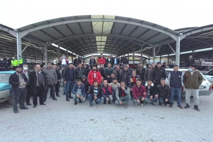 Hisarcık’ta maden işçilerinden protesto