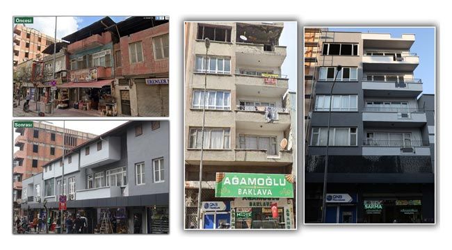 İnönü Caddesi'ndeki bina cepheleri yenileniyor