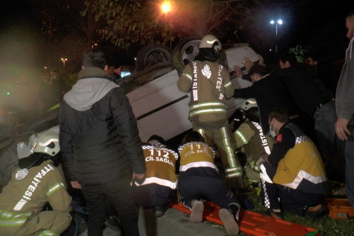 Kartal Sahil yolunda sıkışmalı trafik kazası: 1 yaralı