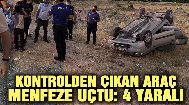 Kontrolden çıkan araç menfeze uçtu: 4 yaralı 