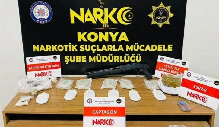 Konya polisi 1 buçuk milyon lira değerinde uyuşturucu madde ele geçirdi