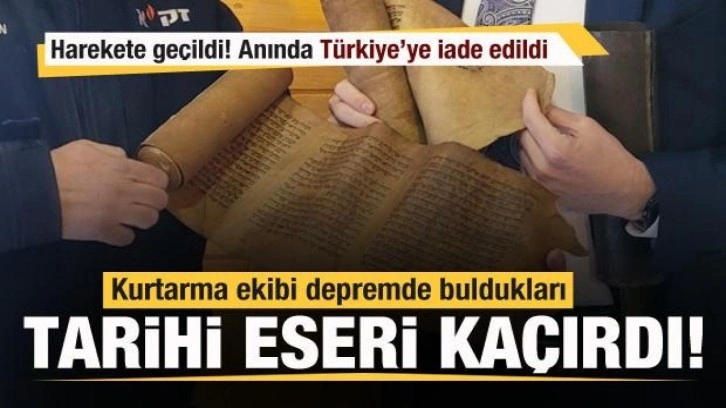 Kurtarma ekibi depremde buldukları tarihi eseri kaçırdı! Türkiye'ye iade edildi