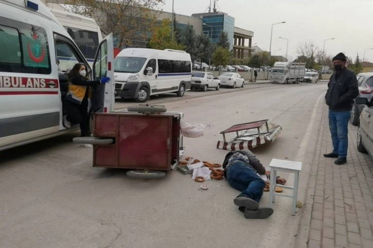 Lodos simit tezgahını devirdi, simitçi ağır yaralandı