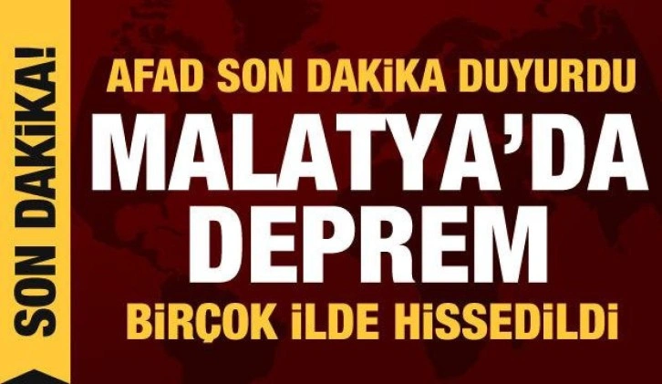 Malatya'da 5,2 büyüklüğünde deprem