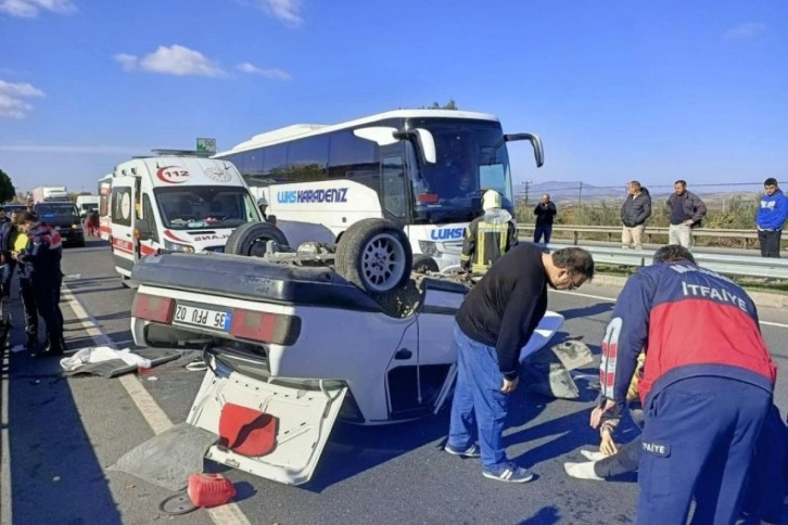 Manisa’da bariyerlere çarpan otomobil takla attı: 1 ölü, 1 yaralı