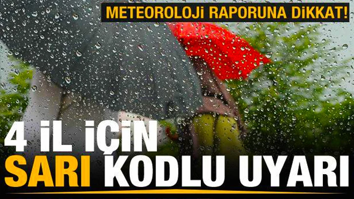 Meteoroloji'den 4 il için sarı kodlu uyarı! Yarına dikkat