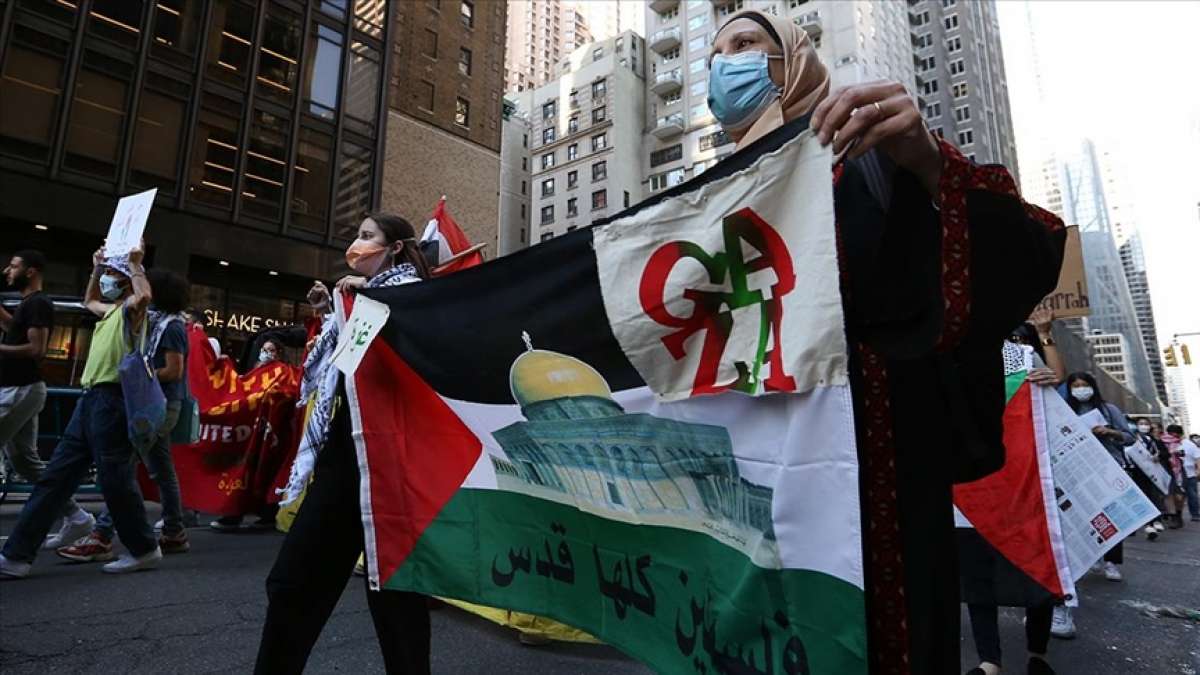 New York'ta İsrail'in Filistin işgali ve ABD'nin İsrail'e desteği protesto edild