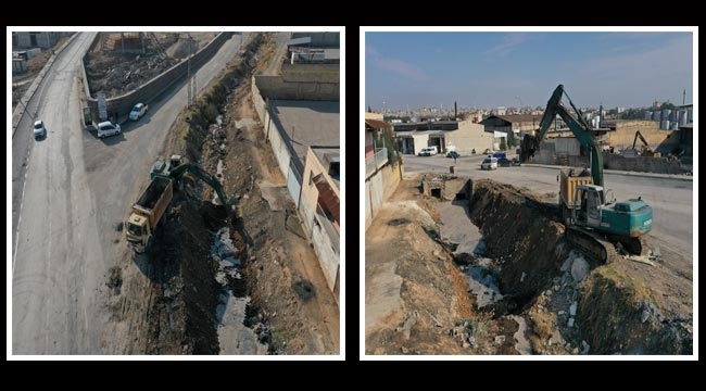 Nizip’te belediye ekiplerinden Taşbaş Deresi’nde temizlik çalışması