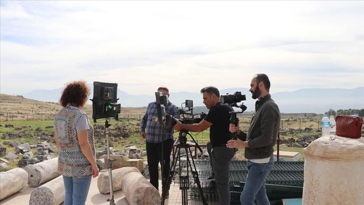 Pamukkale'de Discovery Channel için belgesel çekiliyor