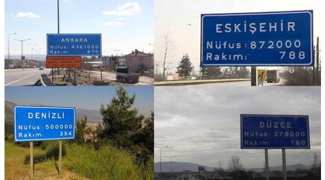 Şehir tabelalarından nüfus ve rakım gitti, adları kaldı