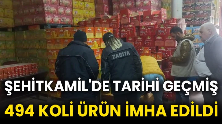 Şehitkamil'de tarihi geçmiş 494 koli ürün imha edildi