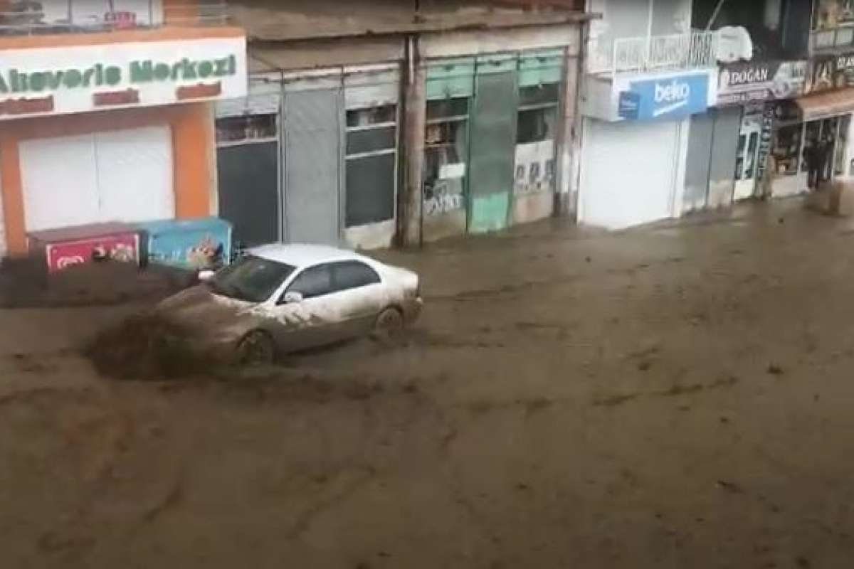 Sel suları otomobili sürükledi