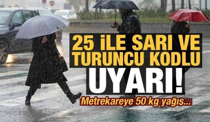 Son dakika: Meteoroloji'den 25 ile sarı ve turuncu kodlu uyarı! Metrekareye 50 kg yağış...