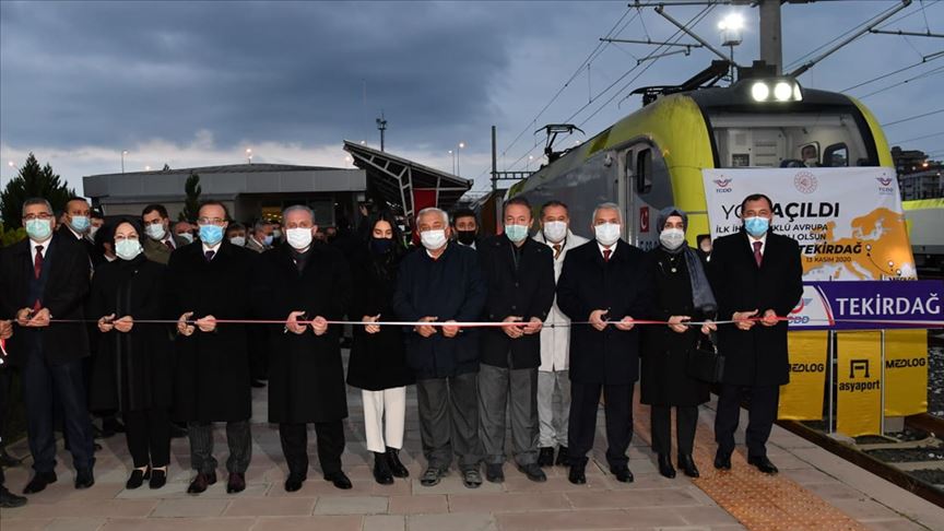 Tekirdağ’dan Avrupa’ya açılan ilk ihraç yük trenini TBMM Başkanı Şentop uğurladı