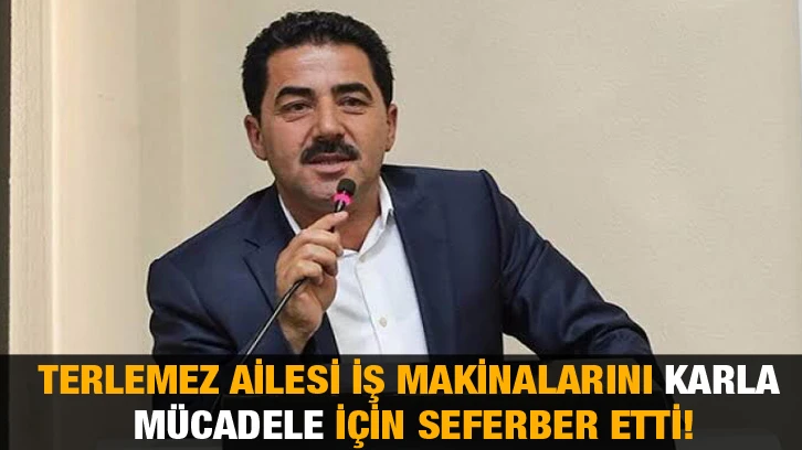 Terlemez ailesi İş makinalarını karla mücadele için seferber etti!