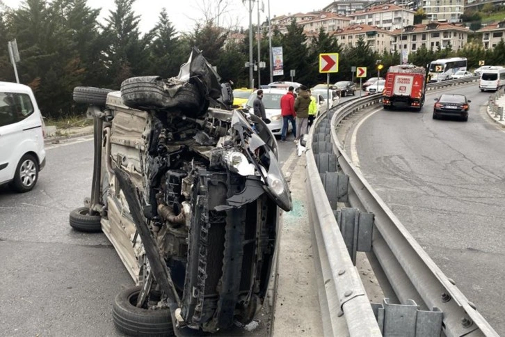 Ulus’ta takla atan sürücü burnu bile kanamadan kurtuldu