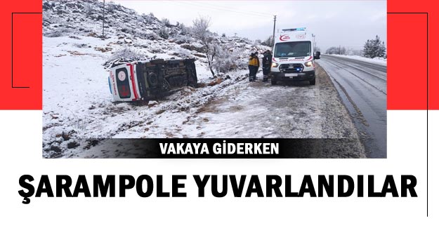 Vakaya giderken şarampole yuvarlandılar