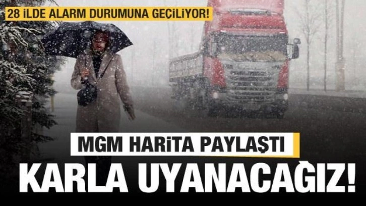 Yarın kar lapa lapa yağacak! 28 il beyaza bürünecek! Meteoroloji haritayı paylaştı