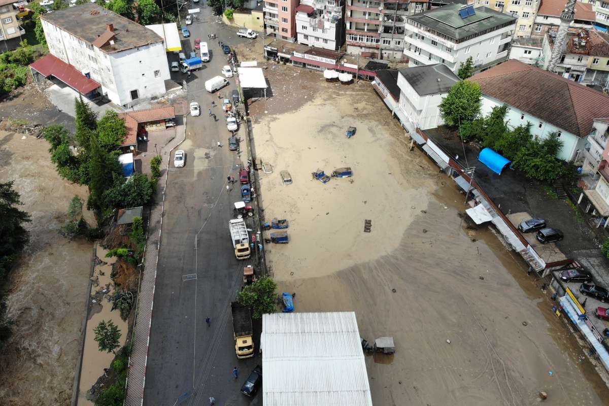 Zonguldak'taki sel felaketi havadan görüntülendi