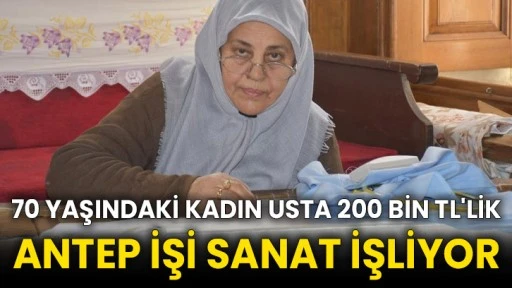 70 yaşındaki kadın usta 200 bin TL'lik Antep işi sanat işliyor