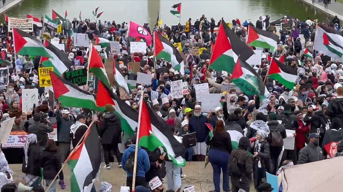 ABD'nin başkenti Washington'da binlerce kişi 'Filistin'e destek' gösterisi düzen