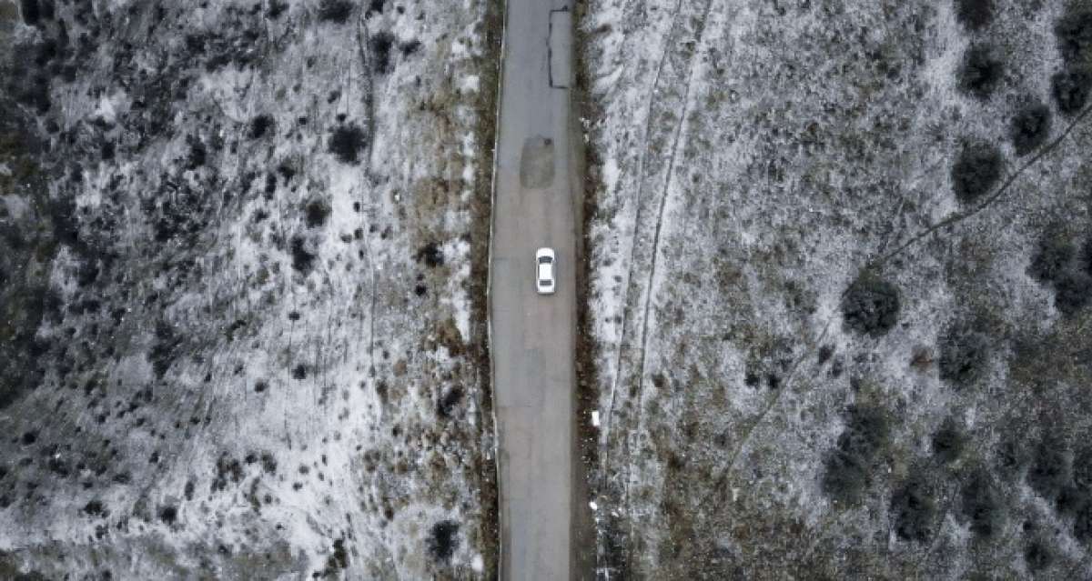 Ankara'da kar yağışı ve sis havadan görüntülendi