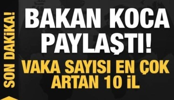 Bakan Koca yeni haritayı paylaştı! Vaka sayısı en çok artan 10 il