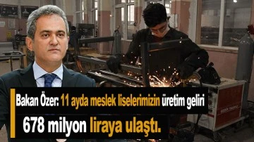 Bakan Özer: 11 ayda meslek liselerimizin üretim geliri 678 milyon liraya ulaştı.