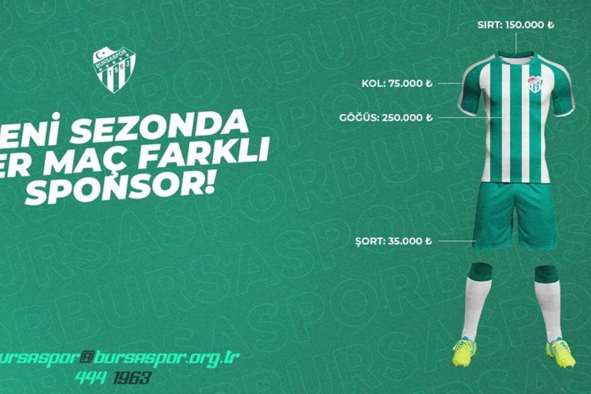 Bursaspor Kulübü, her maç için farklı forma reklamları alacak