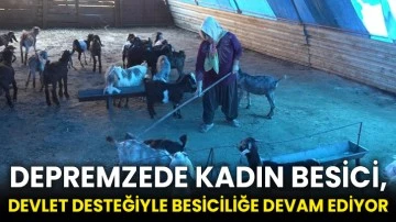 Depremzede kadın besici, devlet desteğiyle besiciliğe devam ediyor